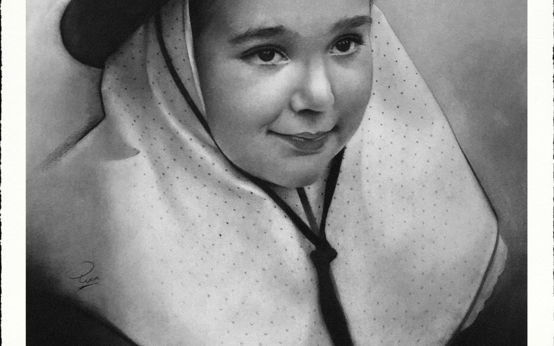 Retrato a carboncillo de Aida