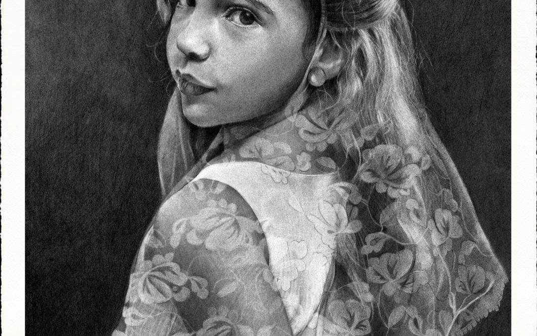 Retrato a carboncillo de Pia